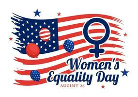 Womens Equality Day in United States Vector Illustration on August 26 with Women Right History Month in Flat Cartoon Hand Drawn background Templates