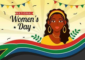 contento mujer África día celebracion vector ilustración con étnico negro mujer y africano bandera en plano dibujos animados mano dibujado aterrizaje página plantillas