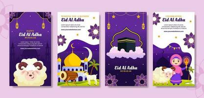 Happy Eid Al Adha Mubarak Social Media Stories Illustration Cartoon Hand Drawn Templates Background vector
