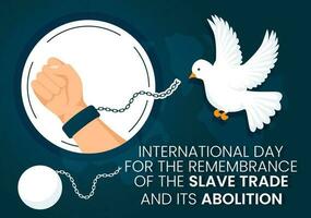 International Day of the Remembrance of the Slave Trade and its Abolition Vector Illustration on 23 August with Handcuff and Dove Bird in Templates