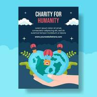 World Humanitarian Day Vertical Poster Flat Cartoon Hand Drawn Templates Background Illustration vector