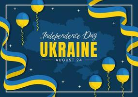 contento Ucrania independencia día vector ilustración en 24 agosto con ucranio bandera antecedentes en nacional fiesta plano dibujos animados mano dibujado plantillas