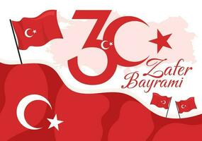 Turkey Victory Day Vector Illustration on 30 august with Zafer Bayrami Celebration in Flat Cartoon Hand Drawn Background Templates