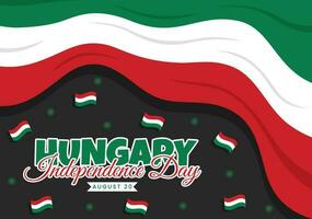 contento Hungría independencia día vector ilustración con húngaro ondulación bandera antecedentes en nacional fiesta plano dibujos animados mano dibujado plantillas