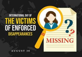 International Day of the Victims of Enforced Disappearances Vector Illustration on August 30 with Missing Person or Lost People Templates