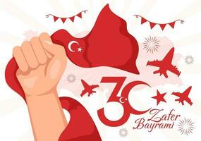 Turkey Victory Day Vector Illustration on 30 august with Zafer Bayrami Celebration in Flat Cartoon Hand Drawn Background Templates