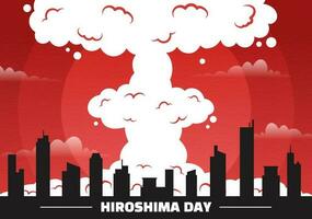 hiroshima día vector ilustración en 6 6 agosto con paz paloma pájaro y nuclear explosión antecedentes en plano dibujos animados mano dibujado plantillas