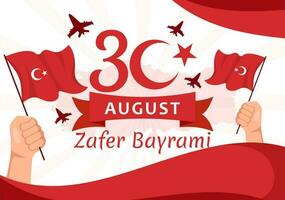 Turkey Victory Day Vector Illustration on 30 august with Zafer Bayrami Celebration in Flat Cartoon Hand Drawn Background Templates