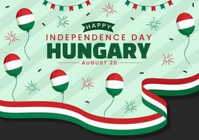 Happy Hungary Independence Day Vector Illustration with Hungarian Waving Flag Background in National Holiday Flat Cartoon Hand Drawn Templates