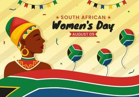 Happy Women Africa Day Celebration Vector Illustration with Ethnic Black Woman and African Flag in Flat Cartoon Hand Drawn Landing Page Templates