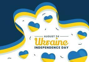 contento Ucrania independencia día vector ilustración en 24 agosto con ucranio bandera antecedentes en nacional fiesta plano dibujos animados mano dibujado plantillas