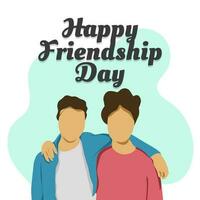 International friendship day on 30th of july, minimalist style poster greeting card design with flat characters vector