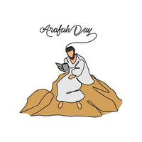 One continuous line drawing of Arafah Day. Islamic holiday that falls on the 9th day of Dhu al-Hijjah of the lunar Islamic Calendar in simple linear style. Islamic design concept vector illustration