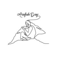 One continuous line drawing of Arafah Day. Islamic holiday that falls on the 9th day of Dhu al-Hijjah of the lunar Islamic Calendar in simple linear style. Islamic design concept vector illustration