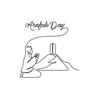 One continuous line drawing of Arafah Day. Islamic holiday that falls on the 9th day of Dhu al-Hijjah of the lunar Islamic Calendar in simple linear style. Islamic design concept vector illustration