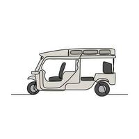 One continuous line drawing of traditional transportation. vehicle design in simple linear style. transportation design concept vector illustration