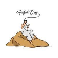 One continuous line drawing of Arafah Day. Islamic holiday that falls on the 9th day of Dhu al-Hijjah of the lunar Islamic Calendar in simple linear style. Islamic design concept vector illustration