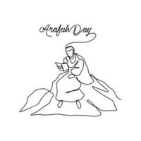 One continuous line drawing of Arafah Day. Islamic holiday that falls on the 9th day of Dhu al-Hijjah of the lunar Islamic Calendar in simple linear style. Islamic design concept vector illustration