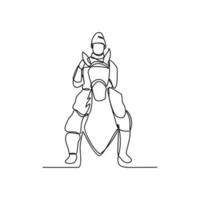 One continuous line drawing of illustration of a soldier riding a horse during war. soldier riding a horse concept in simple linear style continuous line. soldier concept vector illustration.