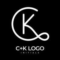 CK, C and K initials logo design with simple minimalist line art monoline style. Vector Illustration