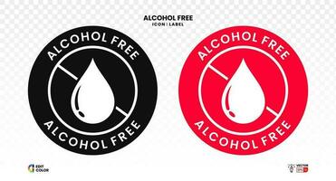 alcohol gratis redondo vector insignia. sencillo no alcohólico producto etiqueta con soltar icono. vector ilustración