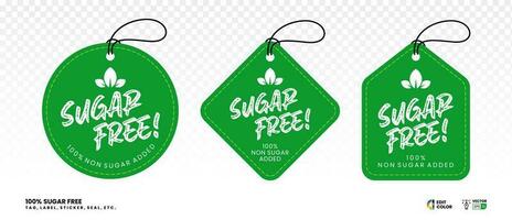 Sugar free vector tag label. Green Circle and triangle hang tag design template for sugar free message