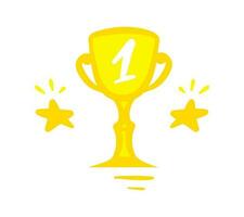 Trophy award, golden bowl. Winner solid trophy icon symbol in flat style. Vector illustration. Winner, success concept.