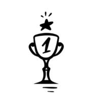 Trophy award, doodle bowl icon. Winner solid trophy icon symbol in flat style. Vector illustration. Winner, success concept.