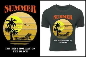 California Santa Monica sunset print t-shirt design. Poster retro grunge palm tree silhouettes vector