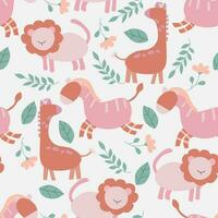 Cute Giraffe Hand Drawn Seamless Pattern vector