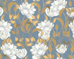 Vintage Hand Drawn Peony Seamless Pattern vector