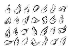 Wings icon set sketch collection cartoon hand drawn vector illustration sketch in doodle.