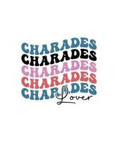 Charades lover retro wave t-shirt designs bundle. also for design for t-shirts, tote bags, cards, frame artwork, phone cases, bags, mugs, stickers, tumblers, prints, pillows, etc vector