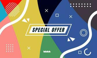 Colorful Abstract Memphis Fluid and Geometric Background. Multi Color Background Template. Modern Design Template For Your ad Banner, Poster, Cover, Web page, Brochure, and flyer. Vector Eps 10