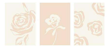 Abstract shapes and roses elements boho wall decor vector