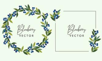 Blueberry frame with leaves design vector