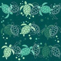 Vector turtles pattern with colorful turtles