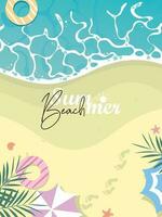 Set of summer travel flyers with beach items and wave vector