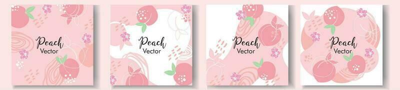 vector set of colorful juicy peach banner