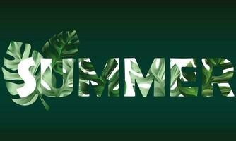 Bright tropical background with jungle plants text vector