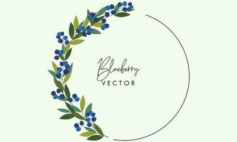 Blueberry frame with leaves design vector