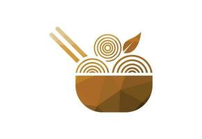 Low Poly and Noodle logo template, Chinese food vector design, Vector illustration