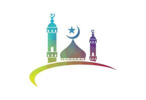 Low Poly and Mosque logo design, Islamic logo template, Vector illustration