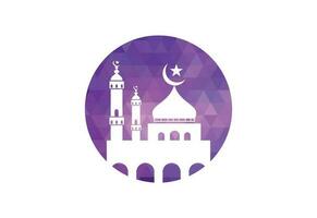 Low Poly and Mosque logo design, Islamic logo template, Vector illustration