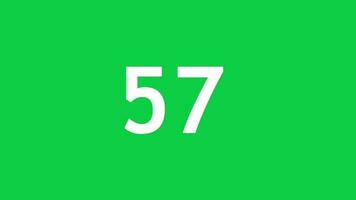 animatie van 1 minuut countdown timer in minimalistische ontwerp met groen scherm achtergrond. kan worden bewerkt naar 30, 15, 10, en 5 seconden. video