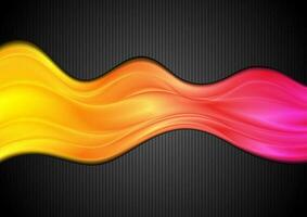 Glowing bright waves on black background vector