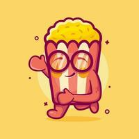 cheerful popcorn character mascot running isolated cartoon in flat style design vector