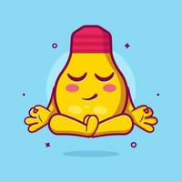 calma bulbo lámpara personaje mascota con yoga meditación actitud aislado dibujos animados en plano estilo diseño vector