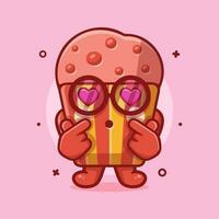 kawaii muffin cake character mascot with love sign hand gesture isolated cartoon in flat style design vector