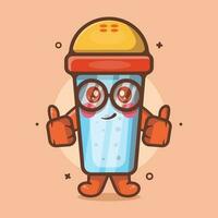 funny salt shaker character mascot with thumb up hand gesture isolated cartoon in flat style design vector